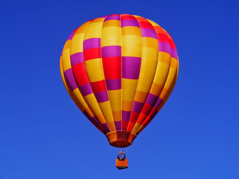 Colorful hot air balloon in sky