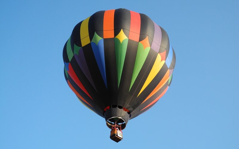Colorful hot air balloon in sky