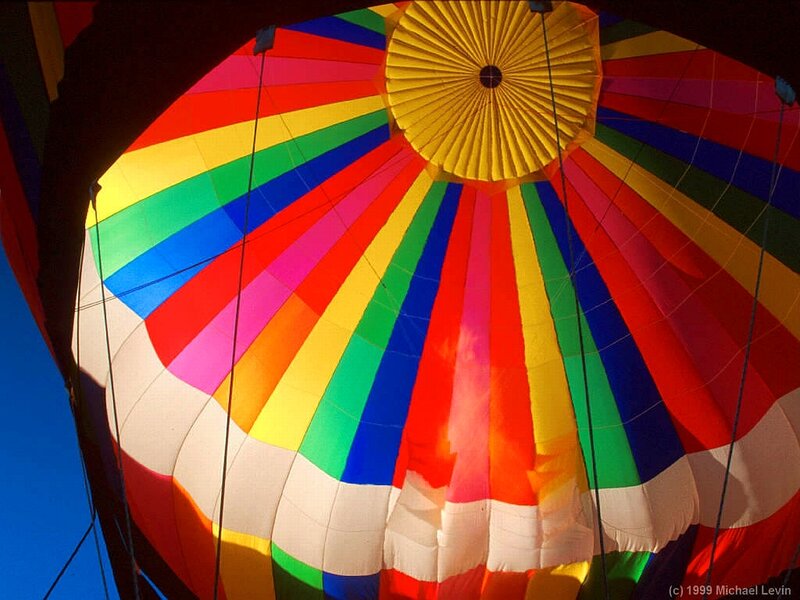 Colorful hot air balloon interior