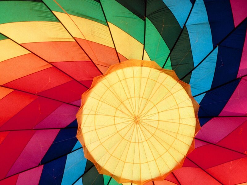 Colorful hot air balloon interior