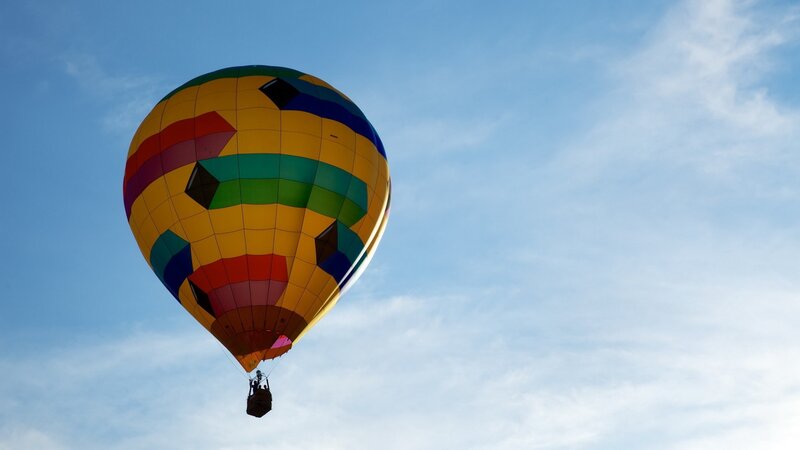 Colorful Hot Air Balloon — Yellow, Serene, Morning