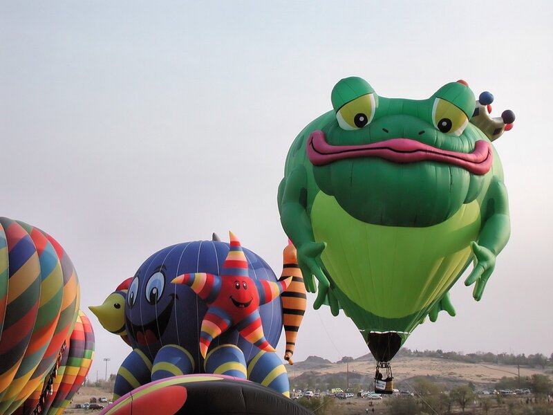 Colorful hot air balloons at festival