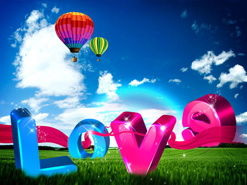 Colorful Hot Air Balloons — Blue, Cheerful