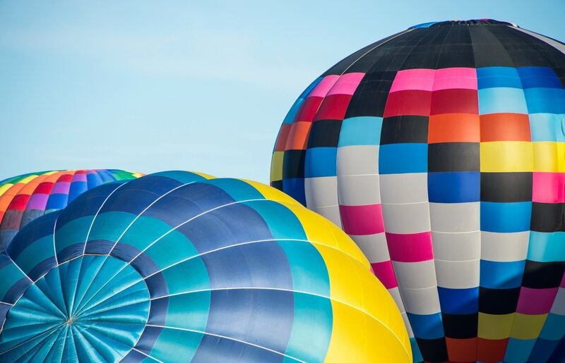 Colorful Hot Air Balloons — Blue, Serene