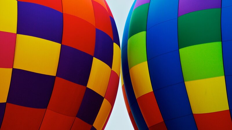 Colorful Hot Air Balloons — Blue, Vibrant