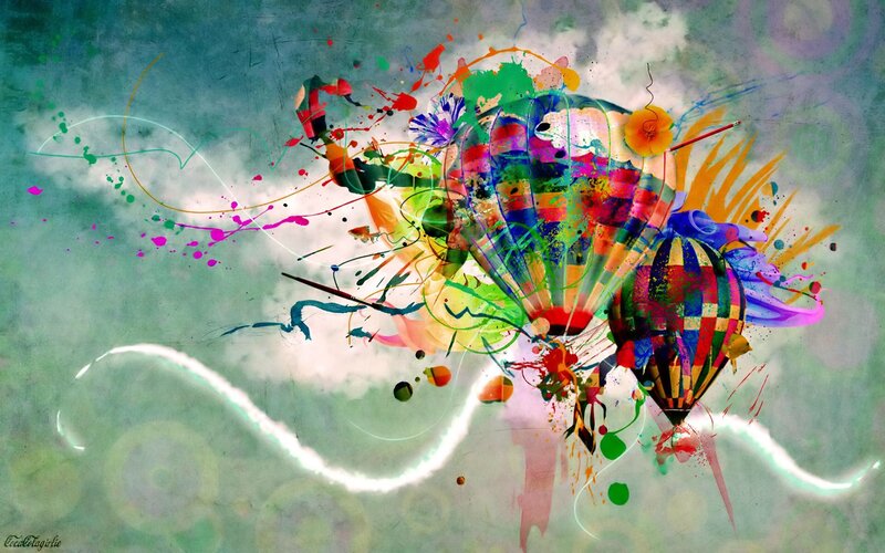 Colorful Hot Air Balloons — Green