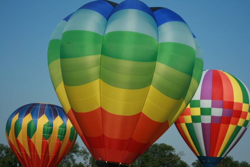 Colorful hot air balloons in flight
