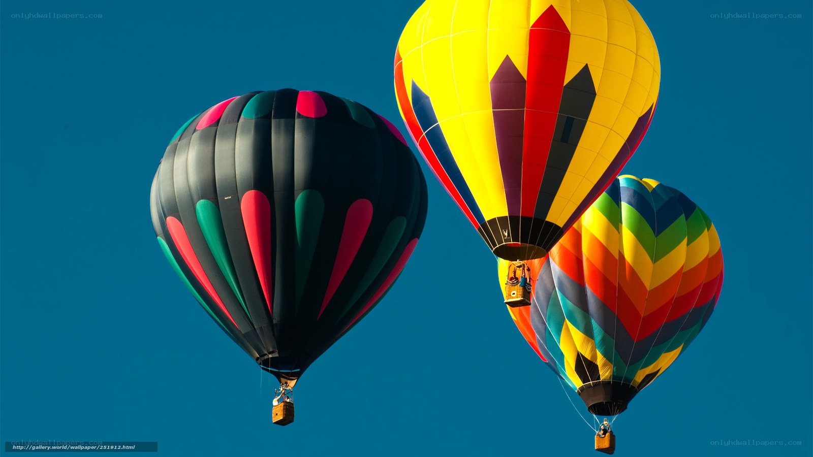 Colorful hot air balloons in flight