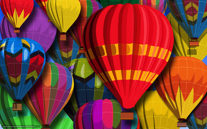 Colorful Hot Air Balloons — Red, Festive