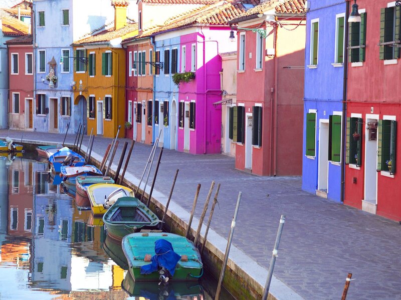 Colorful houses along a canal