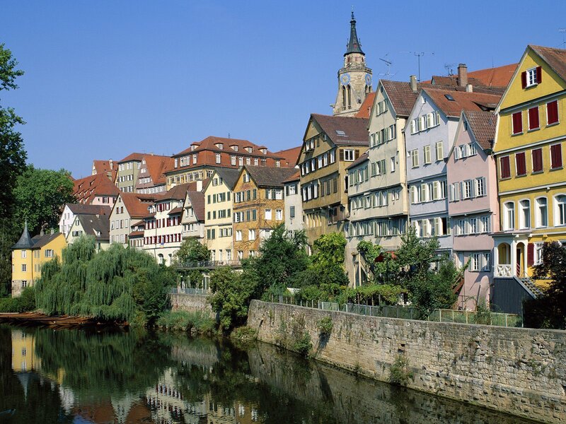 Colorful houses along a river in Germany