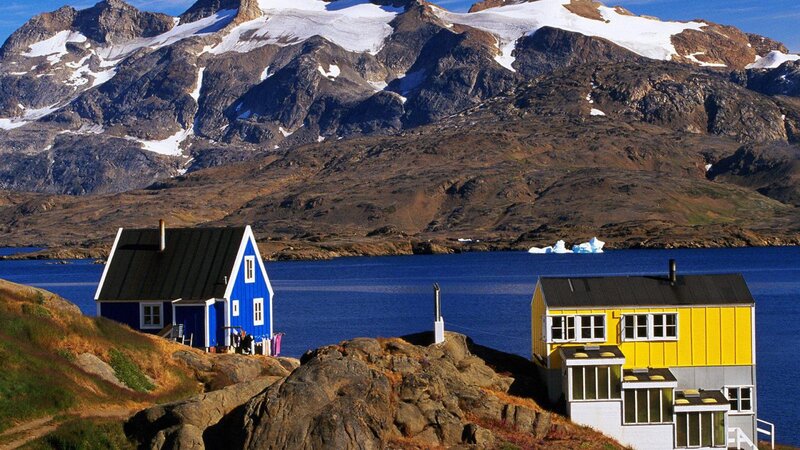 Colorful Houses by Fjord — Blue, Serene