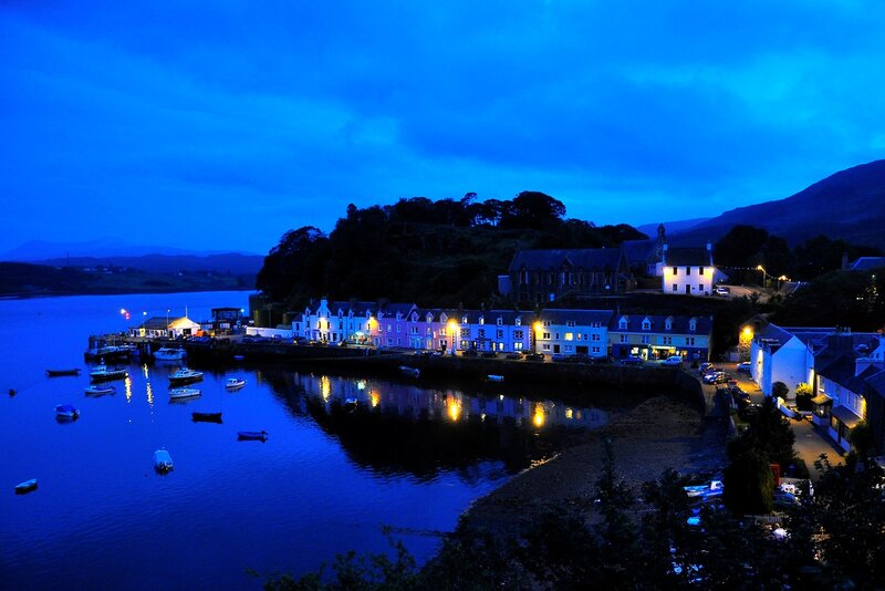 Colorful Houses by Harbor — Blue, Serene