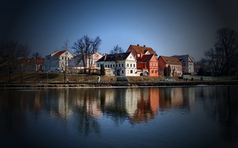 Colorful houses by the river