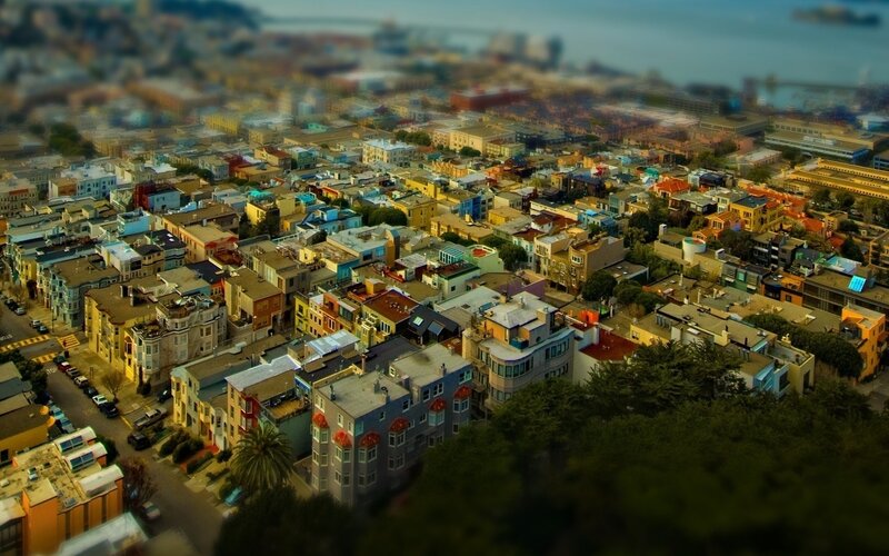 Colorful Houses in City