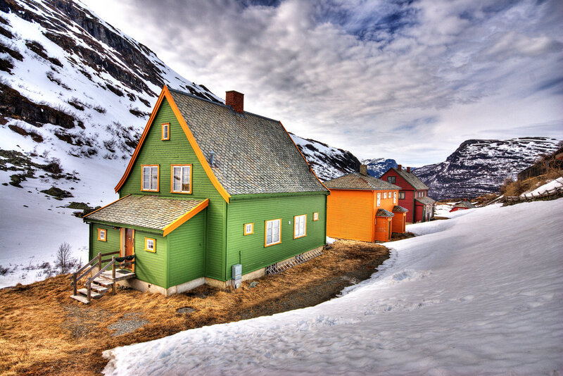 Colorful Houses in Snow