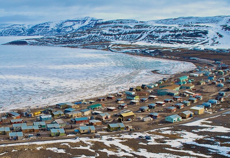 Colorful Houses in Snow — White, Cold