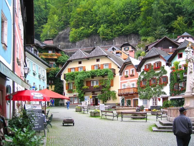 Colorful Houses in Town Square
