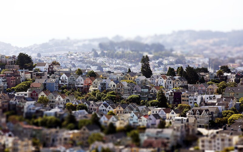 Colorful Houses on a Hill