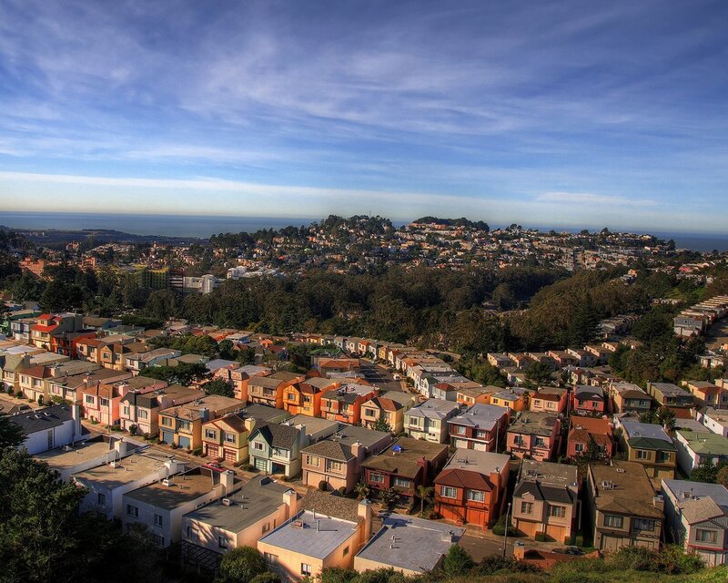 Colorful houses on a hillside