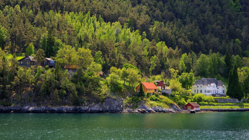 Colorful Houses on a Hillside — Green