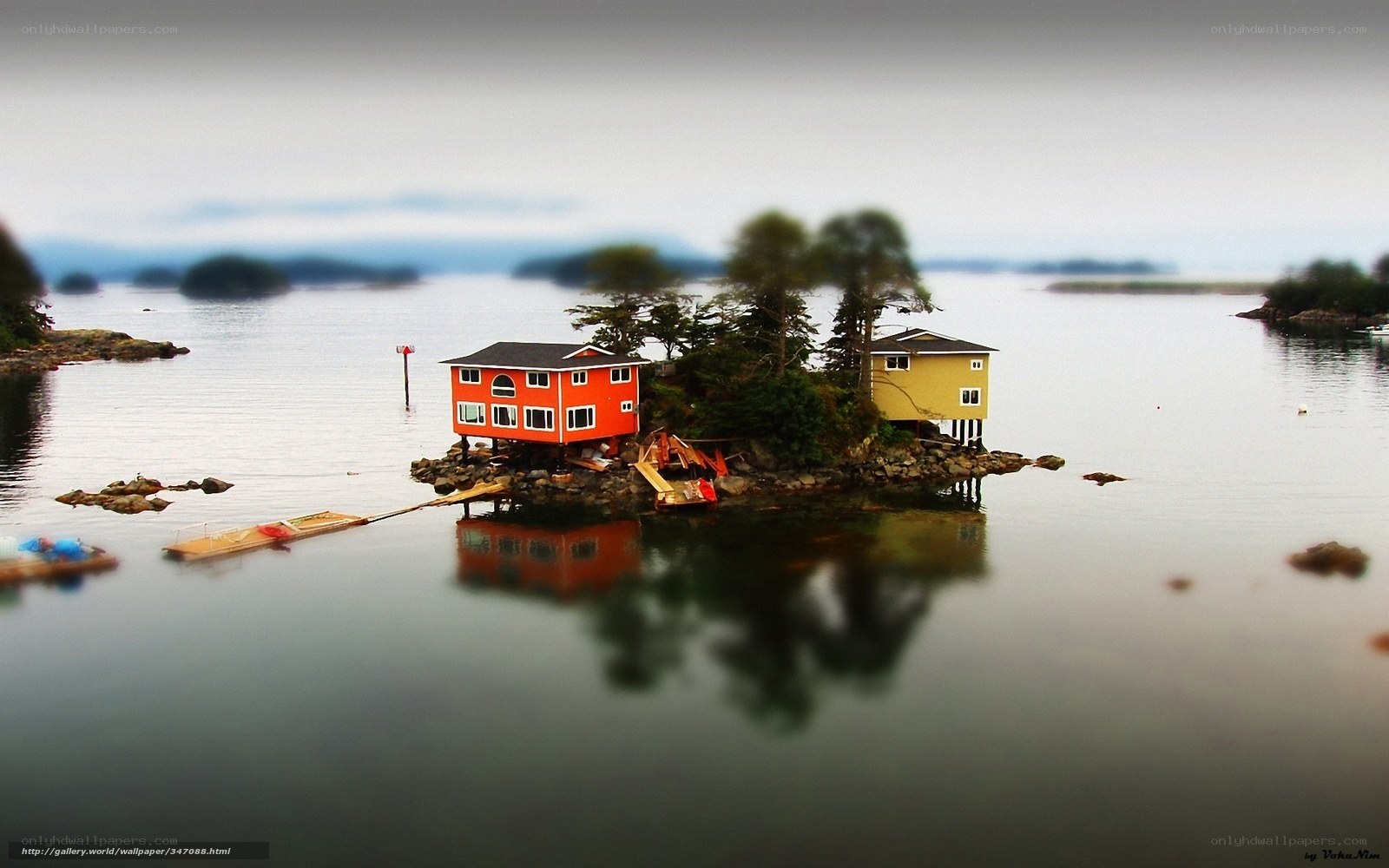 Colorful houses on a small island