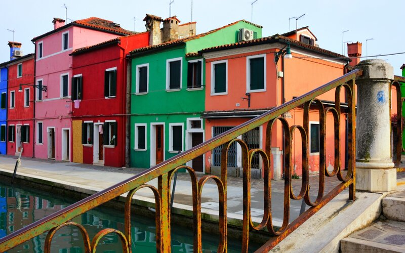 Colorful Houses on Canal — Red