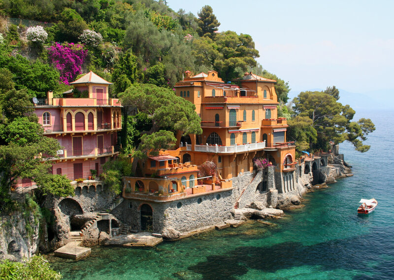 Colorful Houses on Cliff — Orange