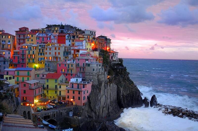Colorful Houses on Cliff