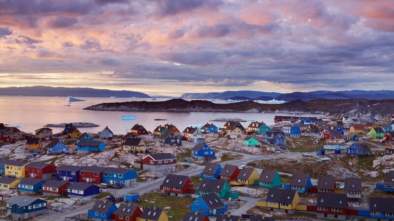 Colorful Houses on Coast — Blue, Serene