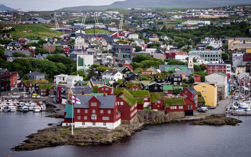 Colorful Houses on Coast — Red