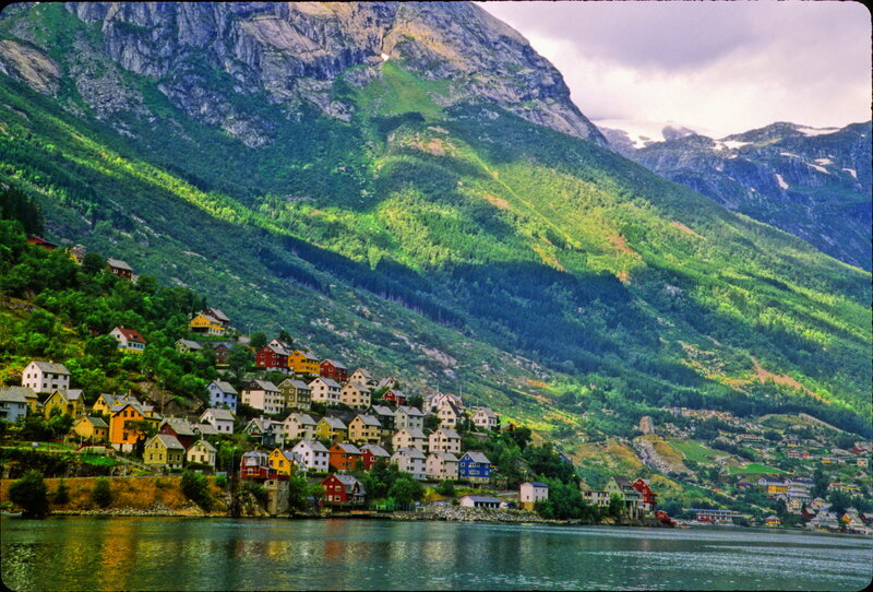 Colorful Houses on Hillside — Green