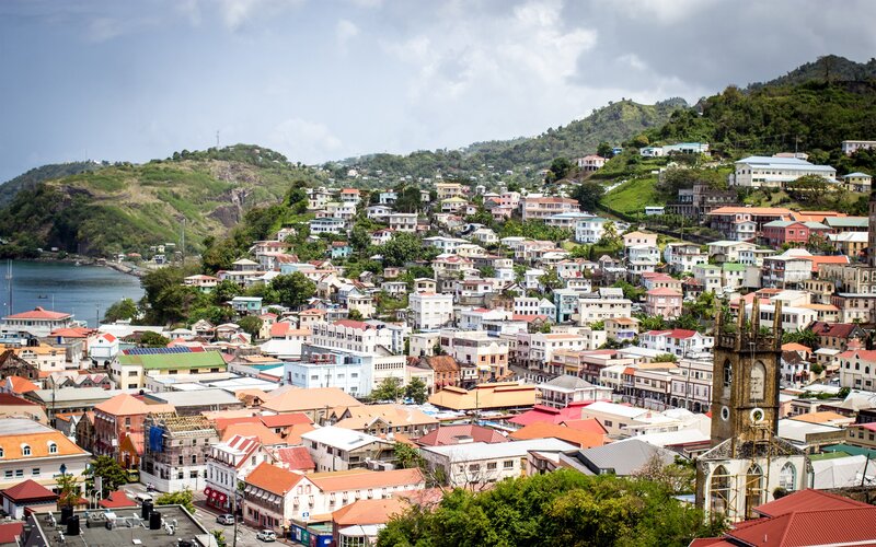 Colorful Houses on Hillside — White