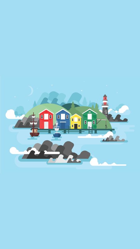 Colorful Houses on Island