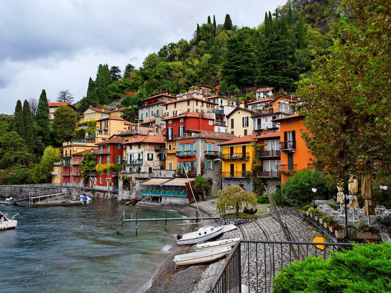 Colorful Houses on Lake — Orange