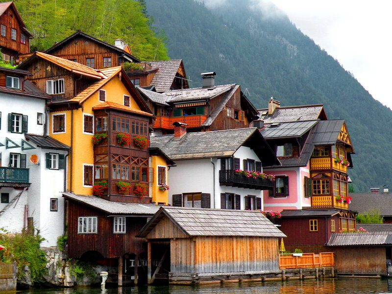 Colorful Houses on Lake