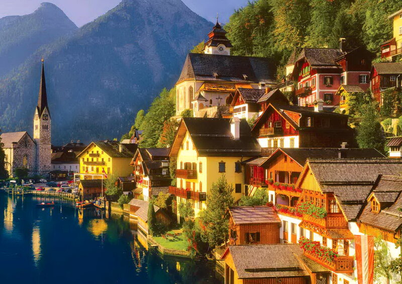 Colorful Houses on Lake — Yellow