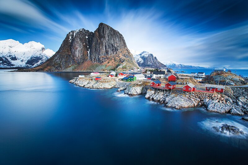 Colorful Houses on Rocks — Blue