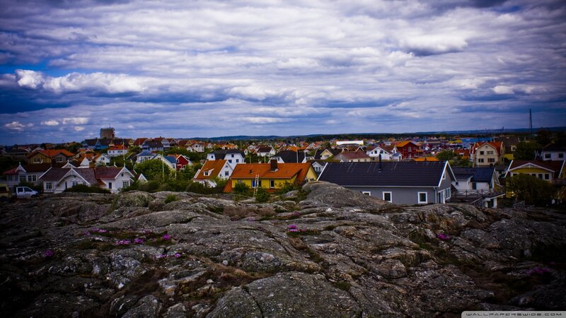 Colorful Houses on Rocks