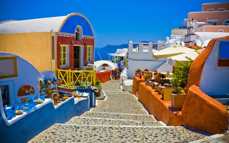 Colorful Houses on Stairs