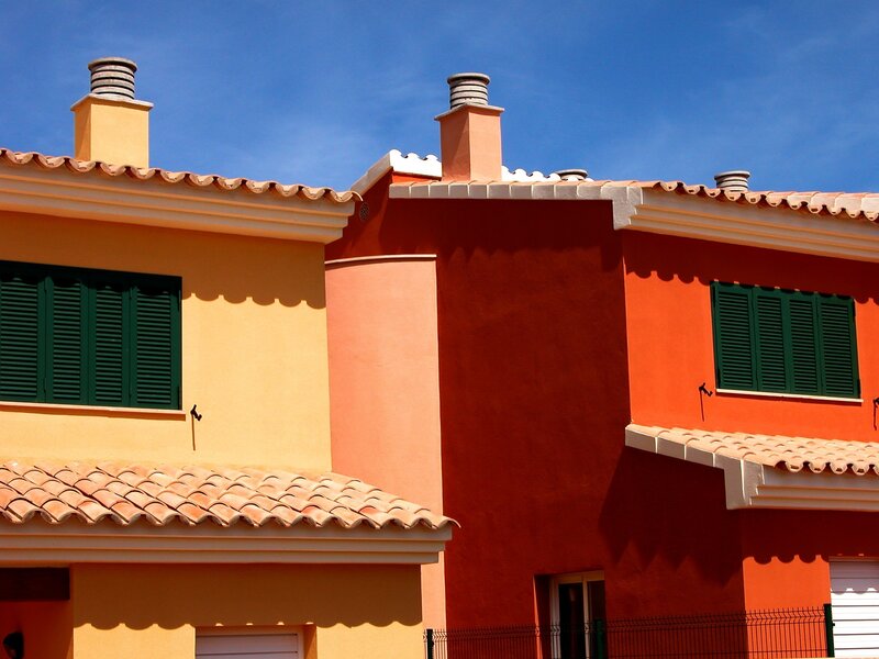 Colorful houses with tiled roofs