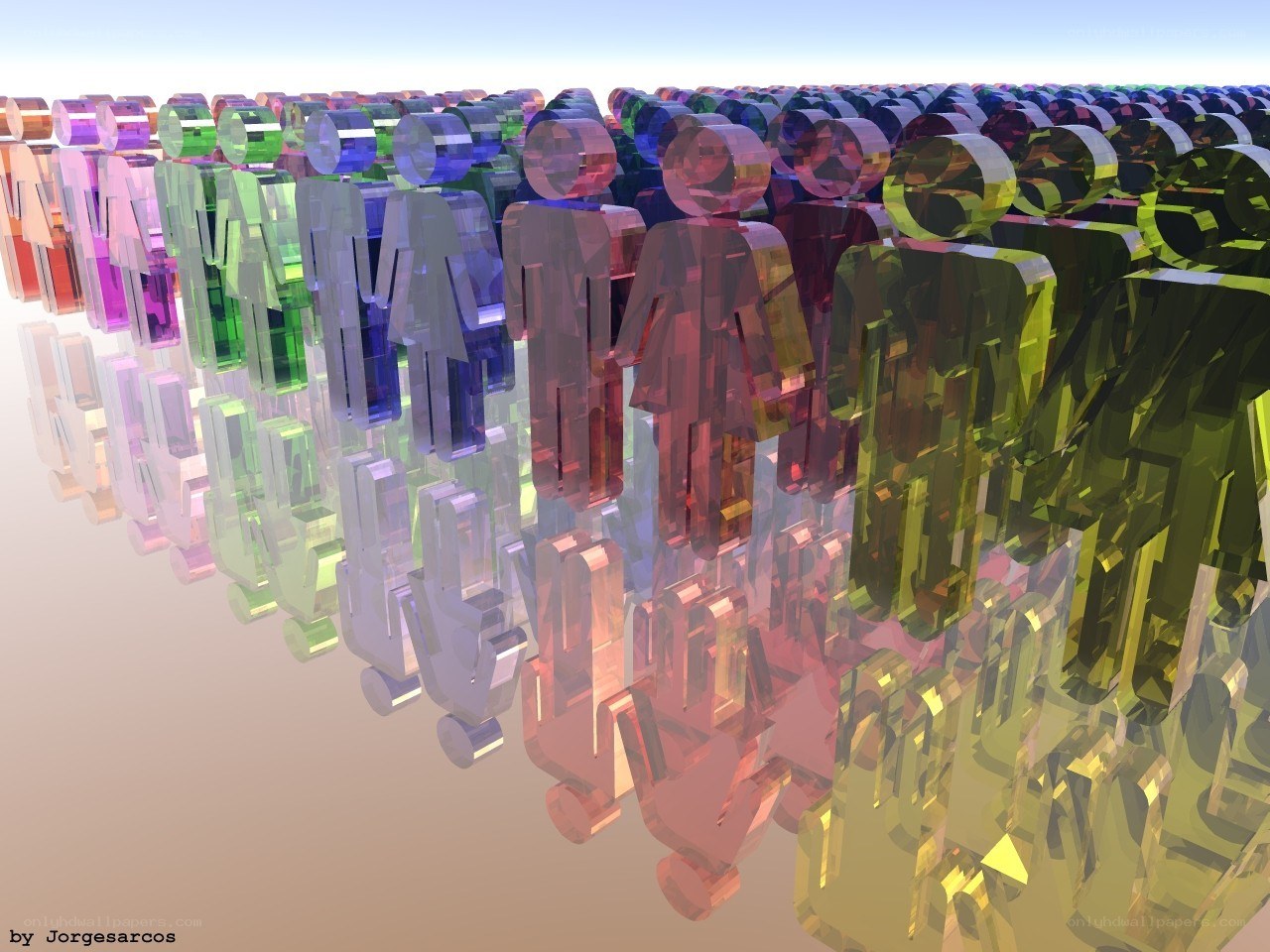 Colorful human figures in rows