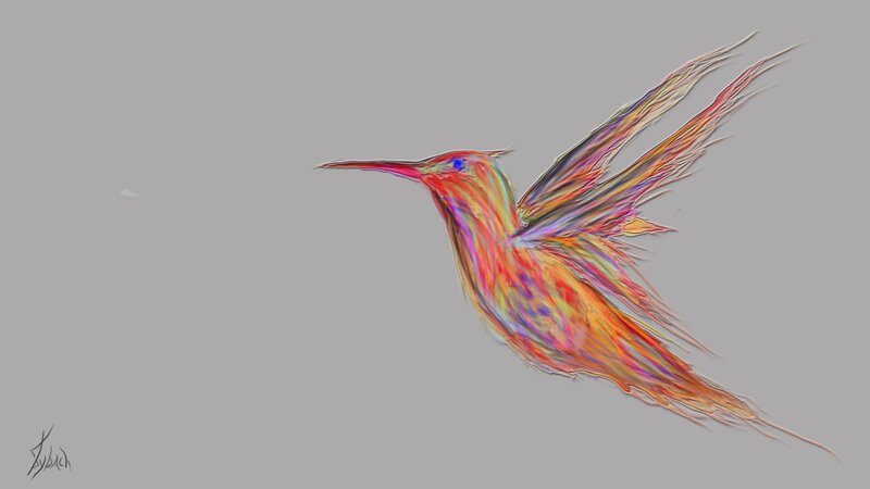 Colorful Hummingbird — Orange