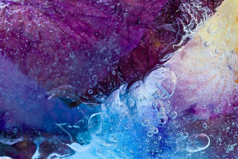 Colorful ice and bubbles