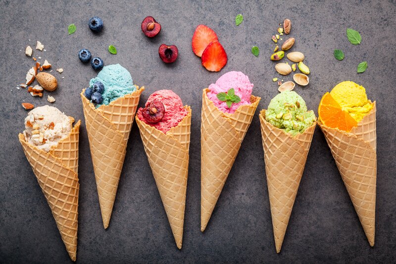 Colorful Ice Cream Cones — Brown