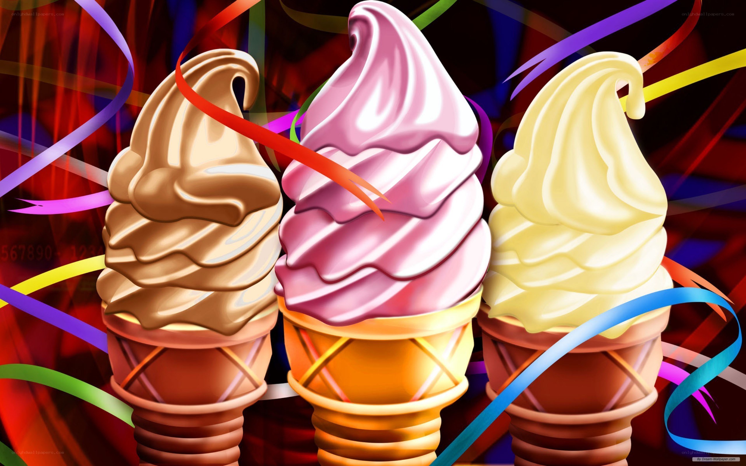 Colorful ice cream cones