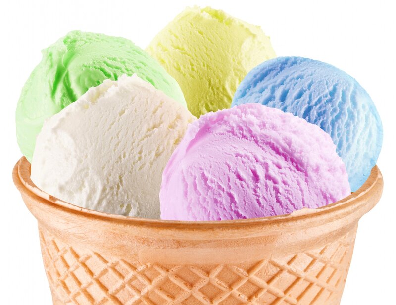Colorful Ice Cream Scoops — White, Bright