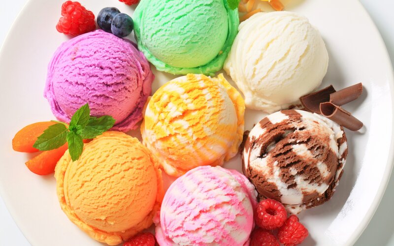 Colorful Ice Cream Scoops — White