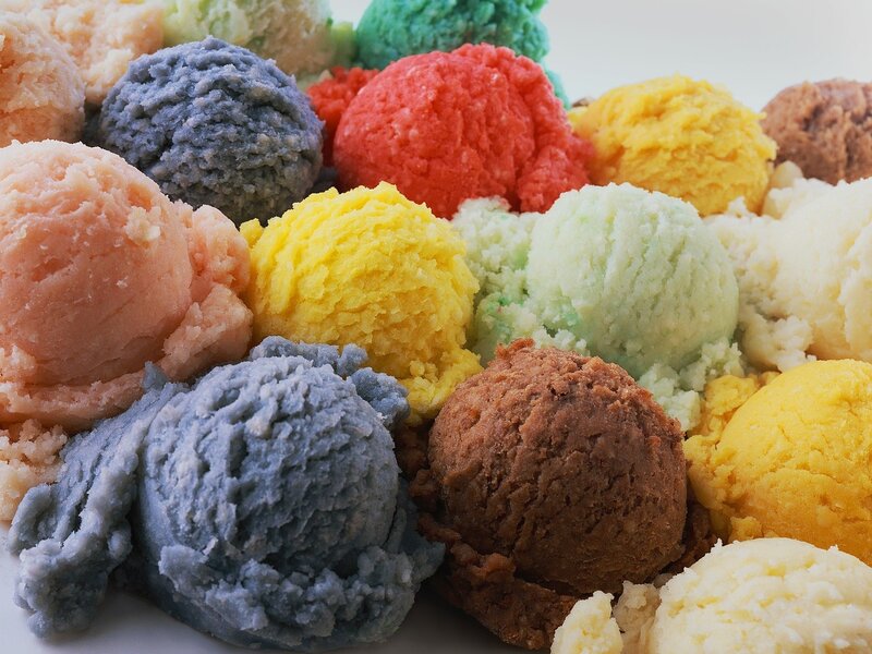 Colorful Ice Cream Scoops — Yellow, Bright