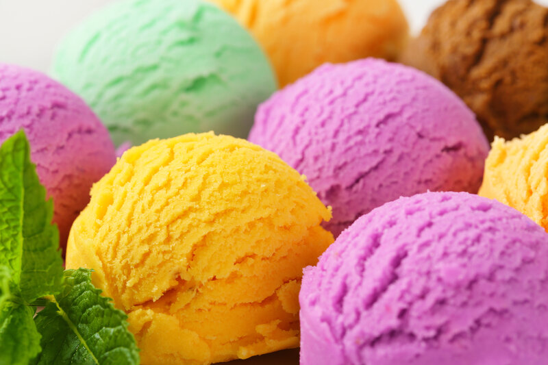 Colorful Ice Cream Scoops — Yellow, Fresh